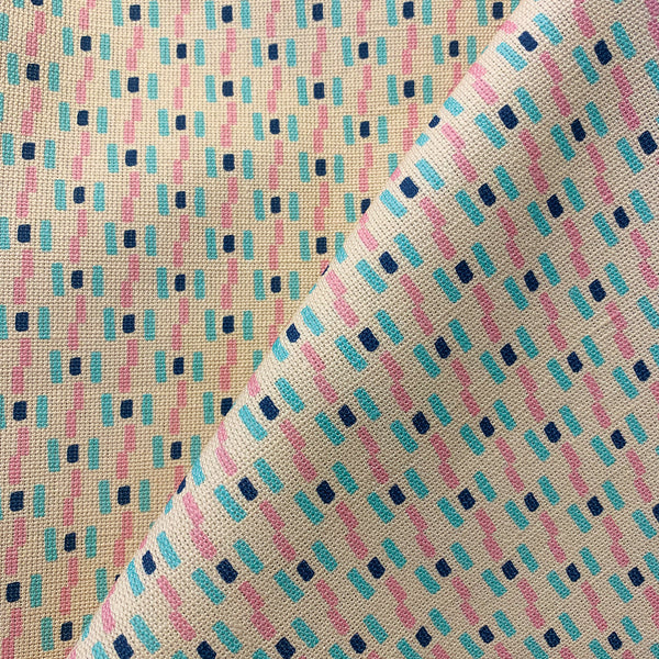 ‘That’s Boss’ Fabric in Watermelon, Mint & Marine Blue on Biscuit