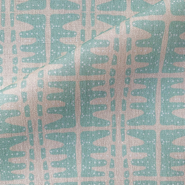 Zany Linen Print Fabric in Aqua